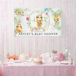 Tropical Sloth Baby Shower Welcome Banner