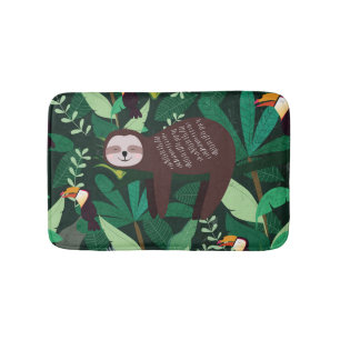 Tropical Sloth: Cartoon Seamless Pattern Bath Mat