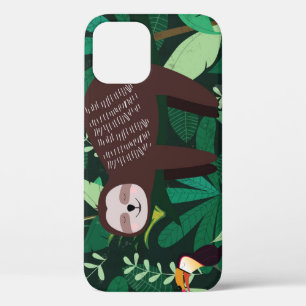 Tropical Sloth: Cartoon Seamless Pattern iPhone 12 Case