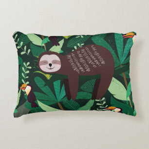 Tropical Sloth: Cartoon Seamless Pattern Decorative Cushion