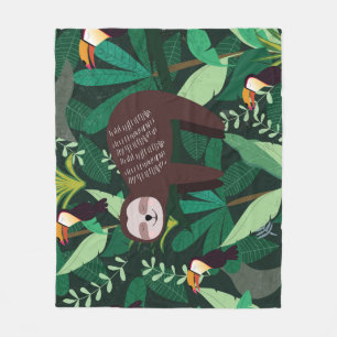 Tropical Sloth: Cartoon Seamless Pattern Fleece Blanket