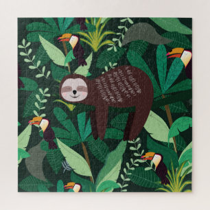 Tropical Sloth: Cartoon Seamless Pattern Jigsaw Puzzle