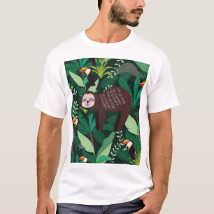 Tropical Sloth: Cartoon Seamless Pattern T-Shirt