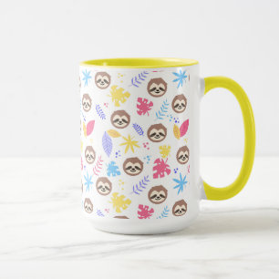 Tropical Sloth & Leaves Pattern Mug
