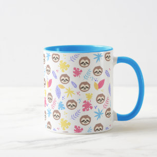 Tropical Sloth & Leaves Pattern Mug