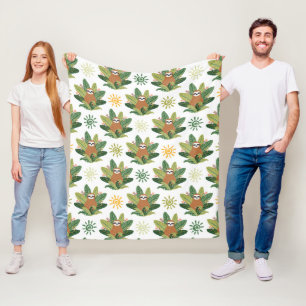 Tropical Sloth Pattern Fleece Blanket