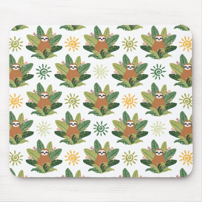 Tropical Sloth Pattern Mouse Mat (Front)