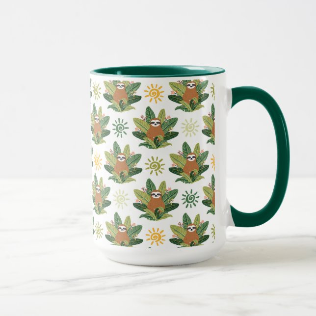 Tropical Sloth Pattern Mug (Right)