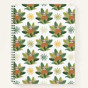 Tropical Sloth Pattern Notebook