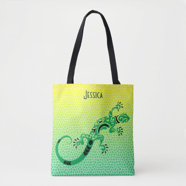 Tropical Snake Scales and Lizard Personalised Tote Bag (Front)