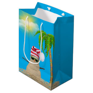 Tropical snowman Christmas Medium Gift Bag