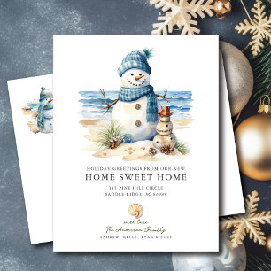 Tropical Snowman Christmas Moving Announcement