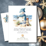 Tropical Snowman Christmas Moving Announcement<br><div class="desc">This festive tropical Christmas moving announcement card features a cute snowman on the beach. The card is perfect for sending to friends and family during the holiday season to let them know about your new address while also incorporating your love of the tropics. The overall design is festive and unique,...</div>