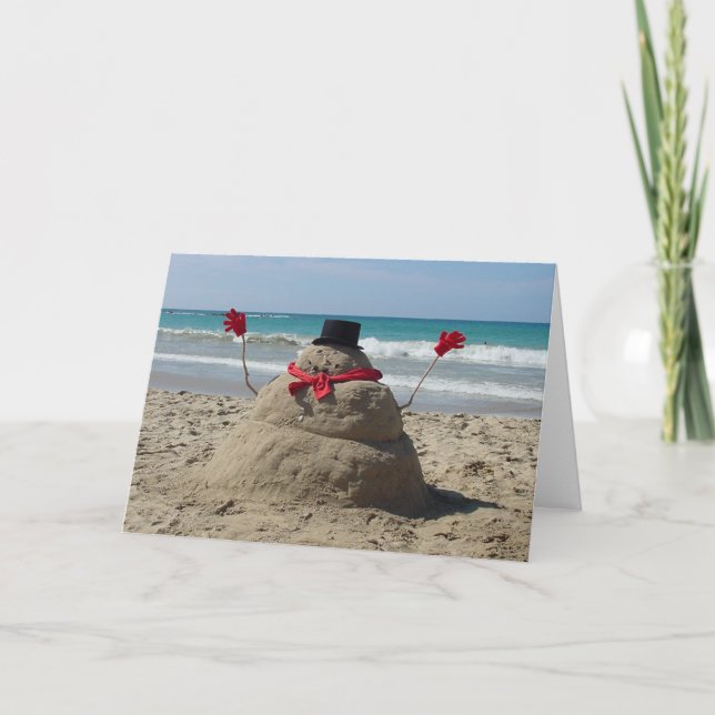 Tropical Snowman  Holiday Card (Front)