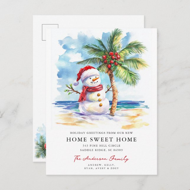 Tropical Snowman Home Sweet Home Card (Front/Back)