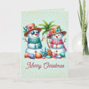 Tropical Snowmen Christmas Card