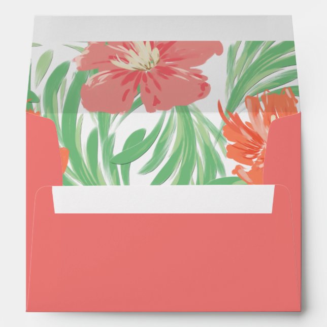 Tropical Soiree Flamingo Pink Envelopes (Back (Bottom))