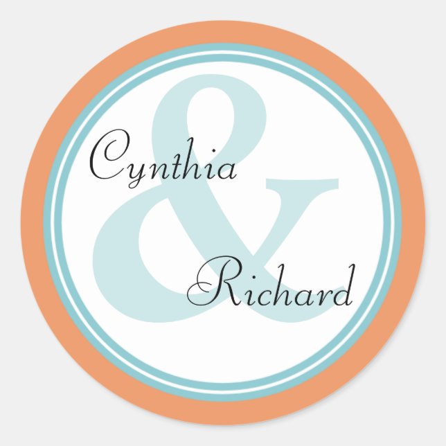 Tropical Spa Bride Groom Monogram Wedding Stickers (Front)
