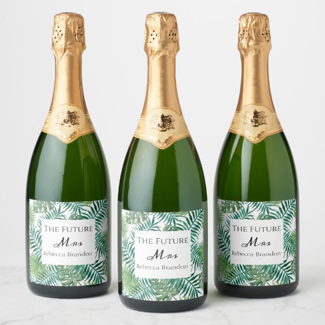 Tropical Sparkling Wine Future Mrs. Bachelorette L Sparkling Wine Label (Bottles)