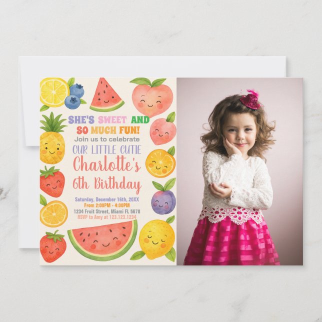 Tropical Splash Birthday Invitation with photo (Front)