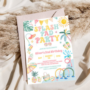 Tropical Splash Pad Summer Birthday Party Invitation