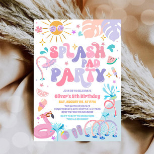 Tropical Splash Pad Summer Birthday Party Invitation
