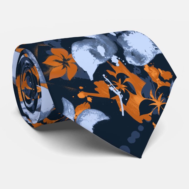Tropical Splat Handpainted Hawaiian 2-sided Print Tie (Rolled)