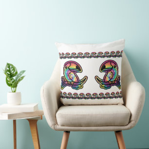 Tropical Splendour: Toucan Bird in Tie Dye Colours Cushion