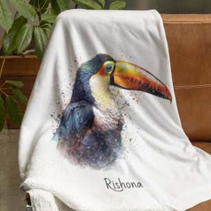 Tropical Splendour Toucan, custom Fleece Blanket