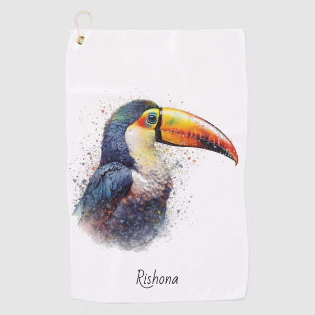 Tropical Splendour Toucan, custom Golf Towel (Front)