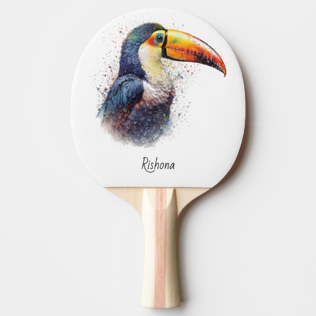 Tropical Splendour Toucan, custom Ping Pong Paddle (Front)