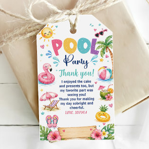 Tropical Splish Splash Pool Party Birthday Gift Tags