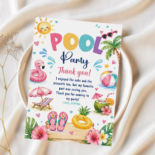 Tropical Splish Splash Pool Party Birthday Invitation