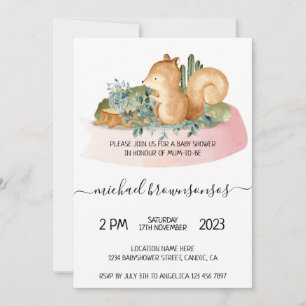 Tropical Squirrel Baby Shower Invitation