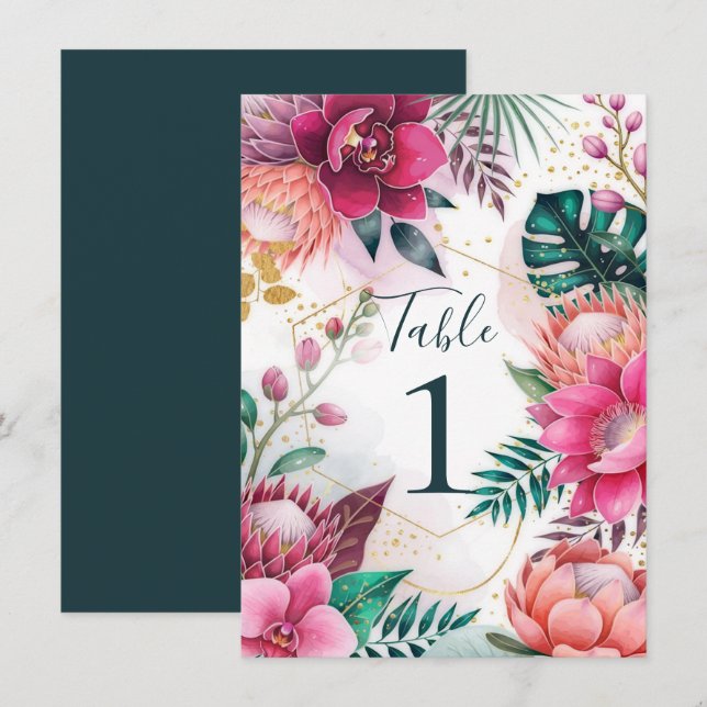Tropical Stardust Garden Floral Paradise Wedding  Invitation (Front/Back)