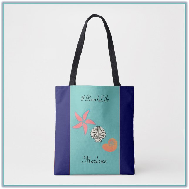 Tropical Starfish and Seashells Ocean Beach Life Tote Bag (Creator Uploaded)