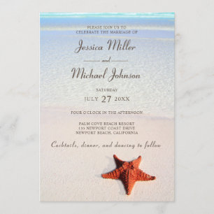 Tropical Starfish Beach Wedding Invitation