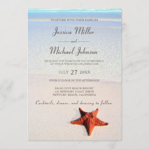Tropical Starfish Beach Wedding Invitation