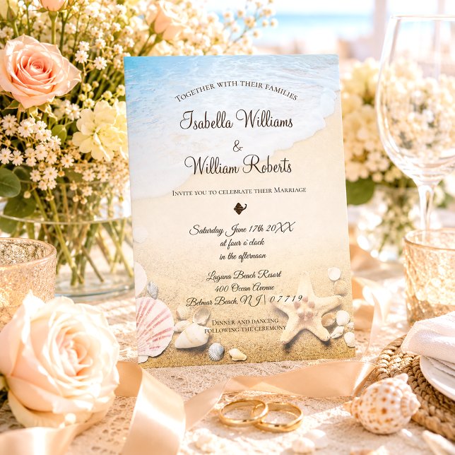Tropical Starfish Destination Beach Wedding Invitation (Creator Uploaded)
