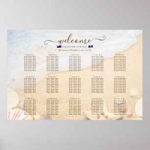 Tropical Starfish Flag Beach Wedding Seating Chart