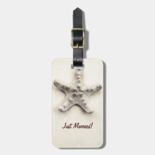 tropical starfish just married travel luggage tag