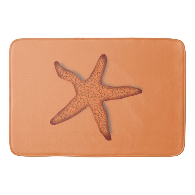 Tropical Starfish Orange Bath Mat (Front)