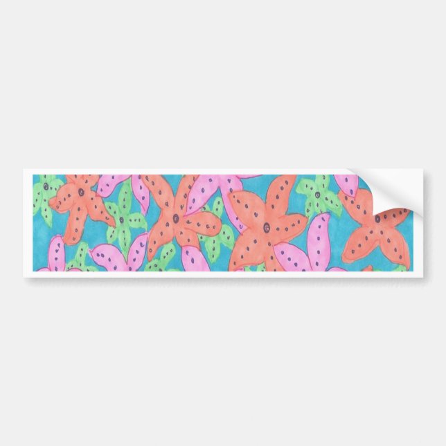 Tropical Starfish Pattern Bumper Sticker (Front)