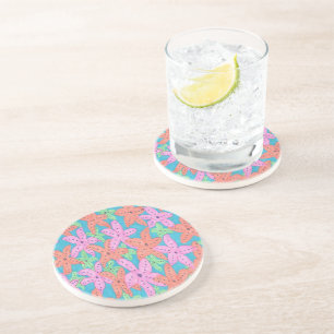 Tropical Starfish Pattern Coaster