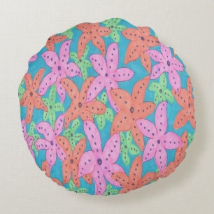 Tropical Starfish Pattern Round Cushion