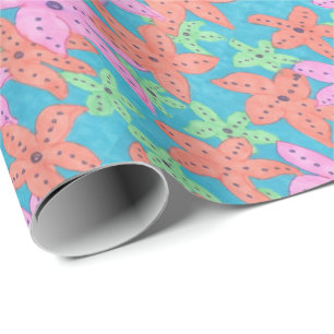 Tropical Starfish Pattern Wrapping Paper