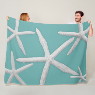 Tropical Starfish Sealife Turquoise Sea Blue Beach Fleece Blanket