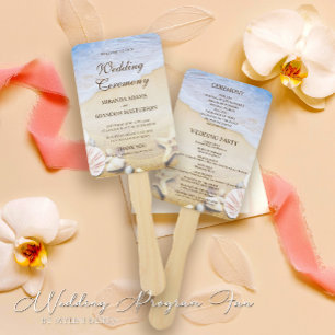 Tropical Starfish Shells Beach Wedding Program Fan