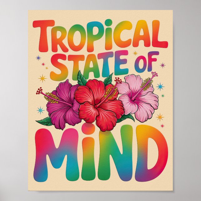 Tropical State of Mind Summer Beach Graphic Poster (Front)