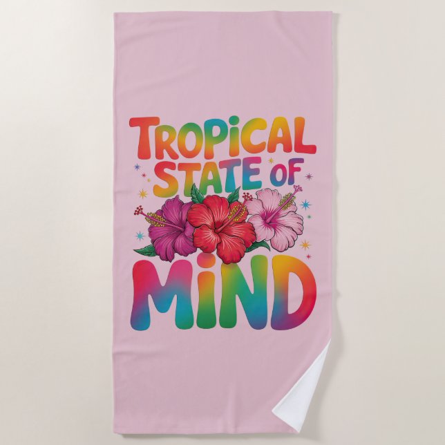 Tropical State of Mind Summer Beach Graphic Towel (Front)